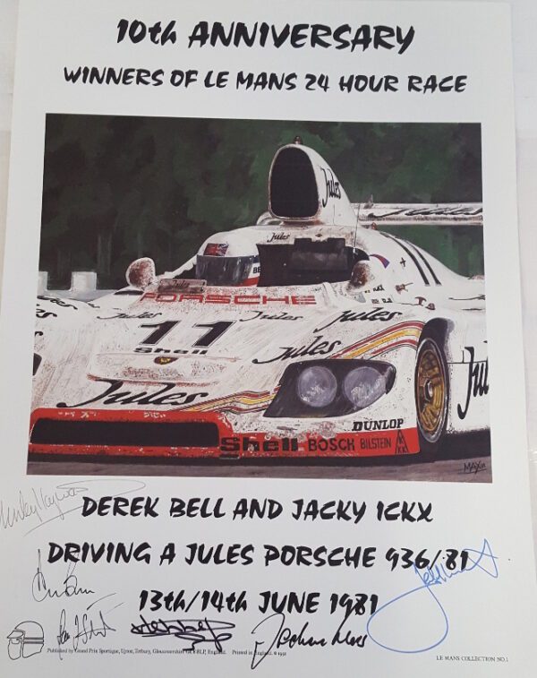 1981 Le Mans Poster - 6 Autographs