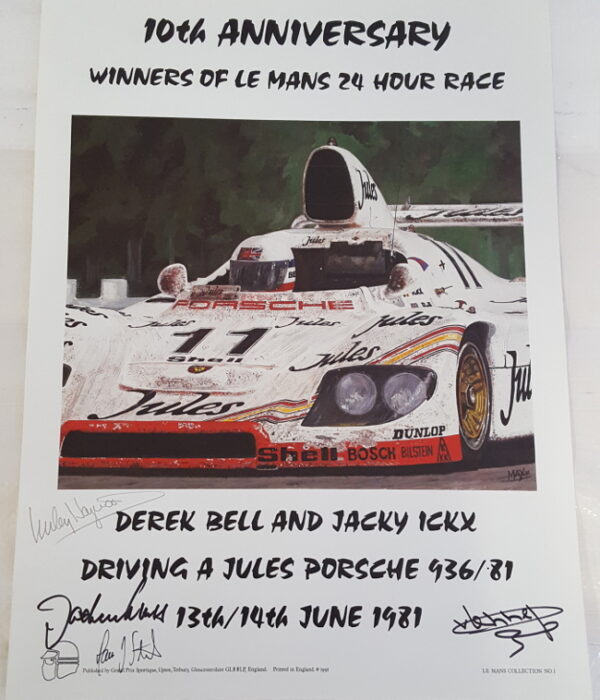 1981 Lemans Poster 4 Autographs