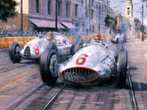 Vintage car racing artwork Nicholas Watts for sale