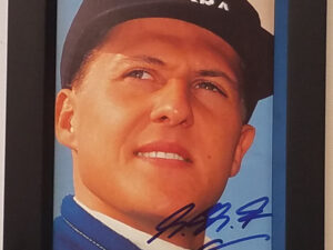 Michael Schumacher Dekra Cap Autographed Photo Car Racing