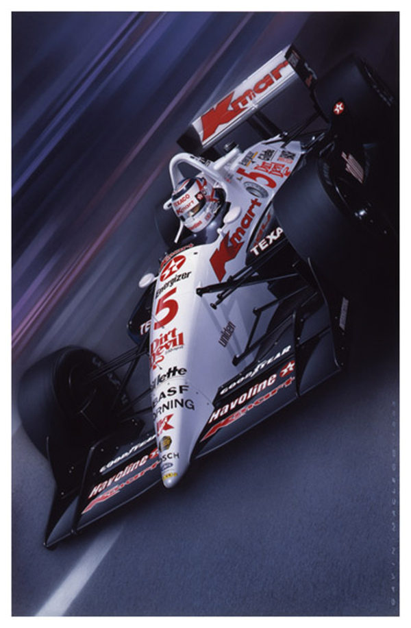 Car racing art poster of Nigel Mansell in Paradise