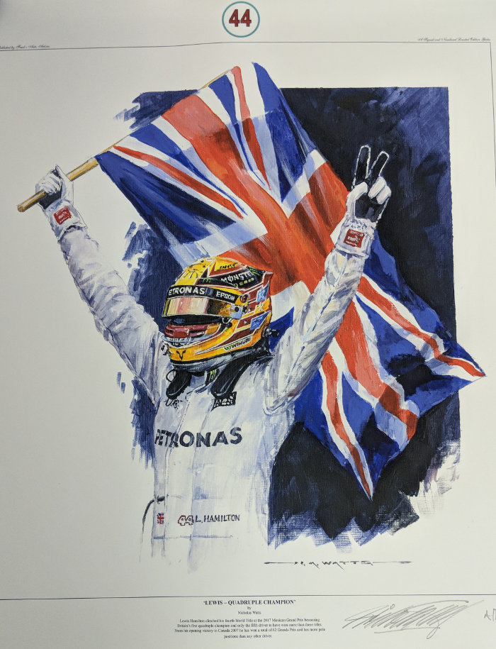 Årligt Fremme Gå igennem Lewis Hamilton Quadruple Champion Print – Available with Lewis Autograph |  Freck's Auto Art