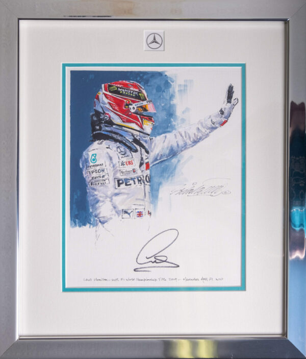 Lewis Hamilton 2019 Autographed Framed Painting - Nicholas Watts