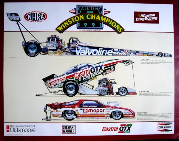 NHRA Champions 1991 Poster - Hector Cademartori