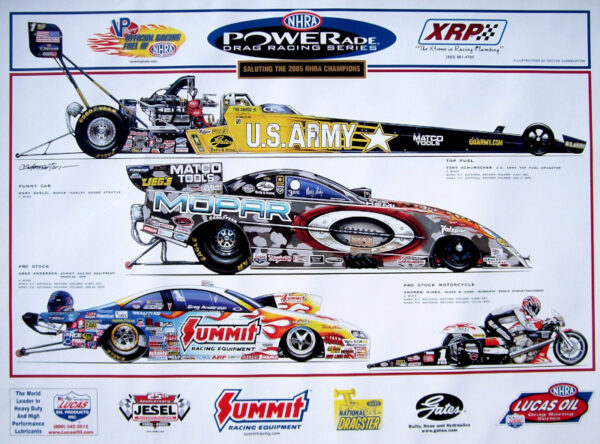 NHRA Champions 2005 Poster - Hector Cademartori