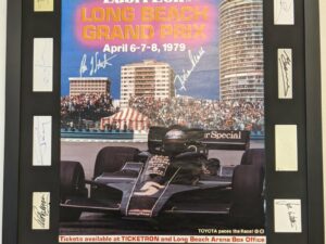 1979 Framed & Glassed Long Beach Poster With 17 Autographs