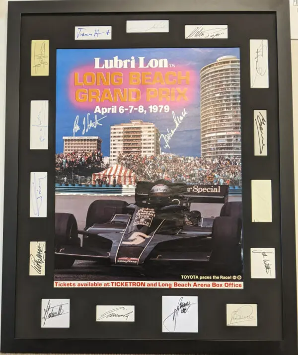 1979 Framed & Glassed Long Beach Poster With 17 Autographs