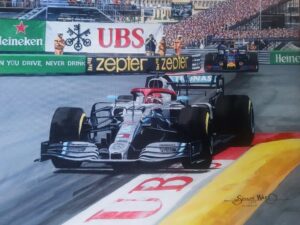 Lewis Hamilton 2019 Monaco Grand Prix Painting - Simon Ward