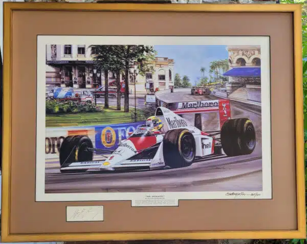 Custom Framed Mr. Monaco with Senna Signature - Hector Cademartori